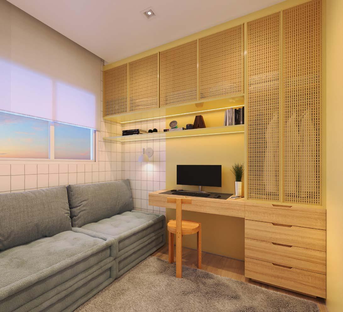 Quarto e Office Apto 30m²